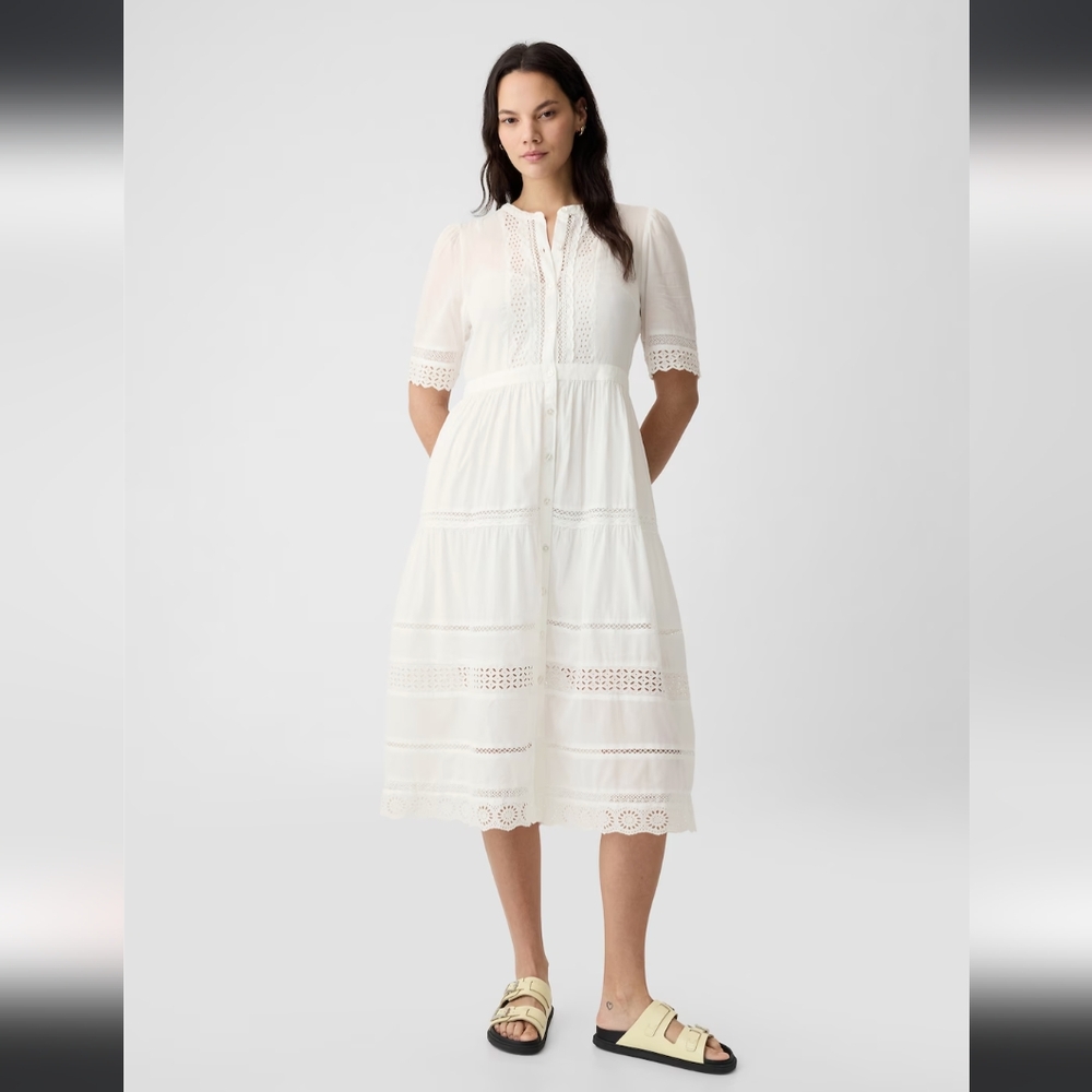 Gap White Lace Midi Dress XL